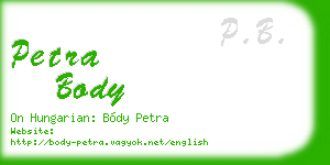 petra body business card